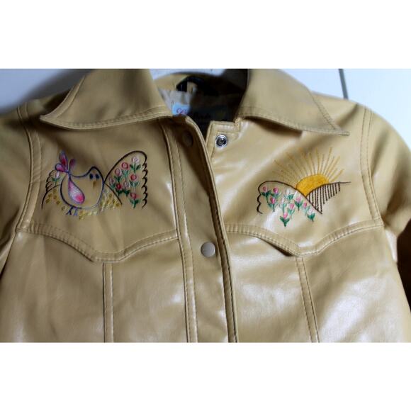 Vintage 1960's Lil' Birds of Calif Embroidered Faux Leather Jacket sz 12 VTG - Picture 3 of 9